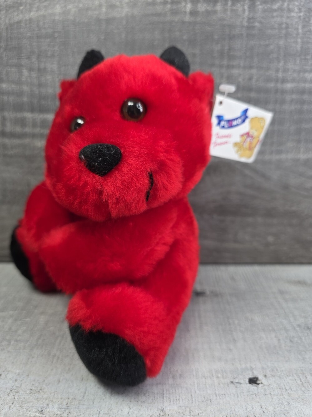 Vintage Collectible Flomo Red Devil Teddy Bear Plush Stuffed Animal 7” Tags b288